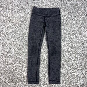Lululemon Pants Womens 2 Gray Herringbone Cropped Leggings Yoga Gym Workout